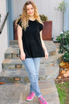 Best In Bold Black Dolman Ribbed Knit Sweater Top