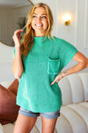 On Your Way Up Green Washed Mock Neck Knit Top