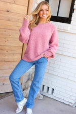 Give Your All Pink Fuzzy Knit Oversized Sweater