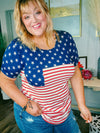 1279 - Stars and Stripes Patriotic Tee with Front Pocket - Reg and Plus