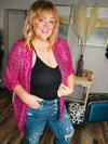 Hot Pink Sequin Cardigan - Small to xl