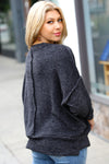 Dreamy & Cozy Charcoal Exposed Seam Melange Sweater