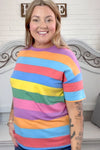 Step Into Spring Multicolor Stripe Terry Top