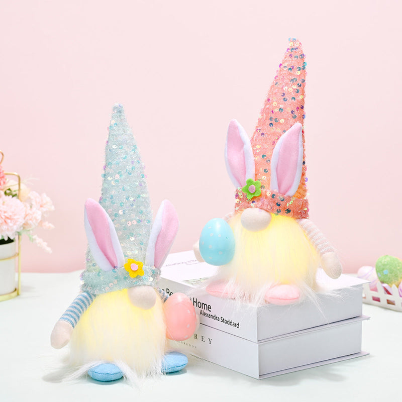 Easter Sequins Hat Gnome With Light Ornament