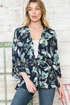 Justin Taylor Floral Three-Quarter Sleeve Longline Cardigan