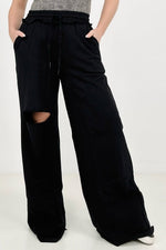 Zenana French Terry Laser Cut Pants With Pockets