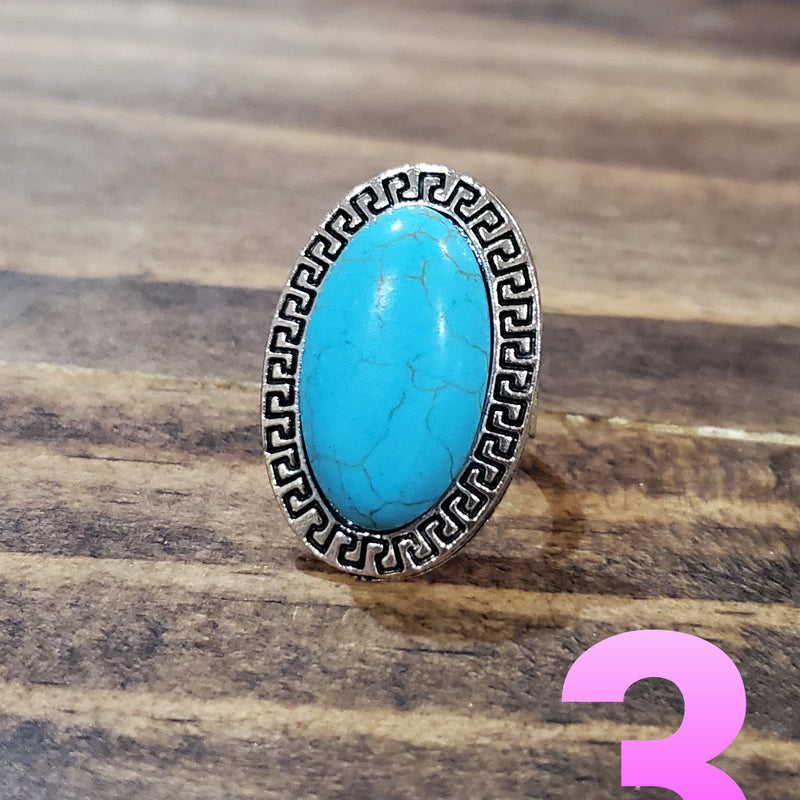 Silver Turquoise Adjustable Ring-TCB