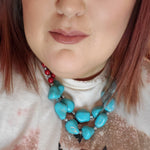 Tiffany Cagle Boutique -Chunky Boho Vintage Silver Necklace with Color Stone-TCB