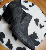 969 - Witchy Woman Black Snakeskin Block Ankle Booties