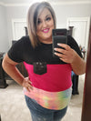 910 - Hot Pink colorblock with sequin pocket