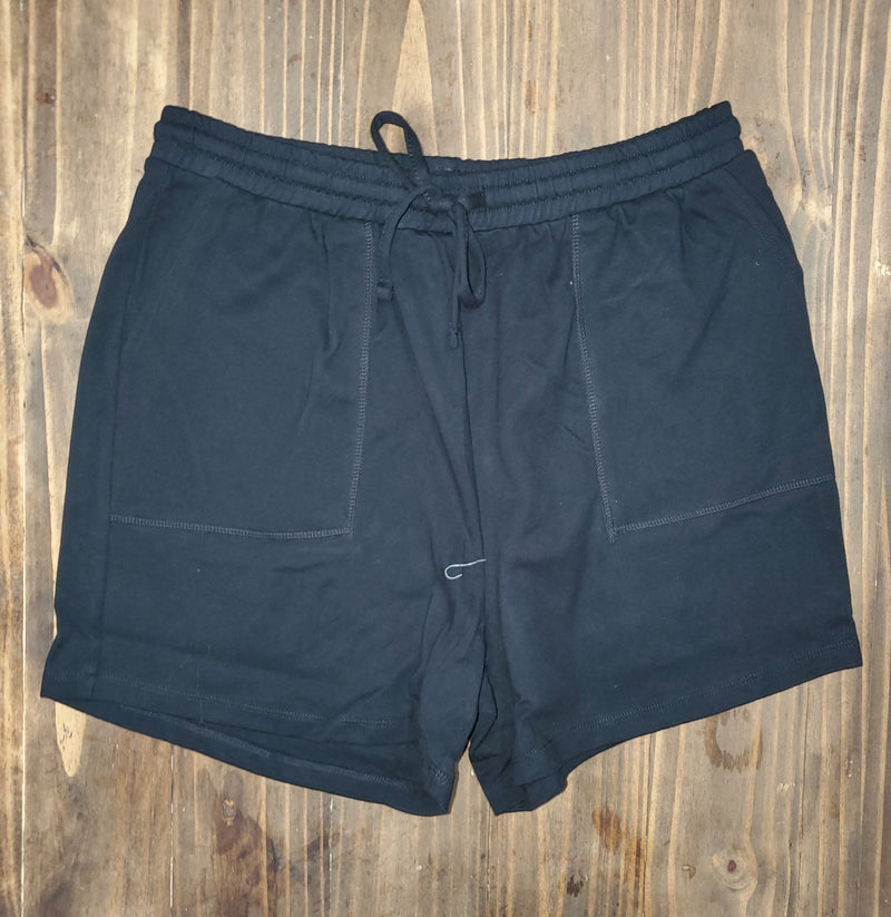1331 - Black Drawstring Waist Shorts - 1x to 3x