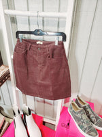 1867 - Brown Corduroy Mini Skirt - Small to Large