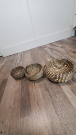 Round Hand Woven Grass Baskets - Large