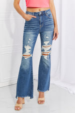 RISEN Hazel High Rise Distressed Flare Jeans