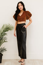 PRIVY Glitter Puff Sleeve Cropped Top
