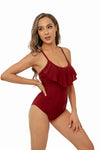 Ruffled Adjustable Strap One-Piece Swimsuit