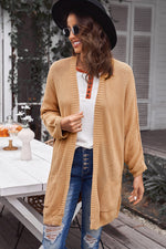 Exposed Seam Open Front Longline Cardigan with Pockets