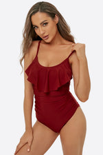 Ruffled Adjustable Strap One-Piece Swimsuit