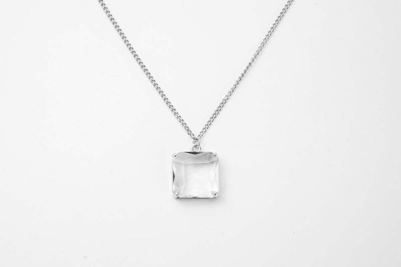 Melania Clara Square Crystal Pendant Necklace