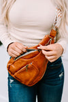 Brown Colored Jacquard Strap Vintage PU Bag