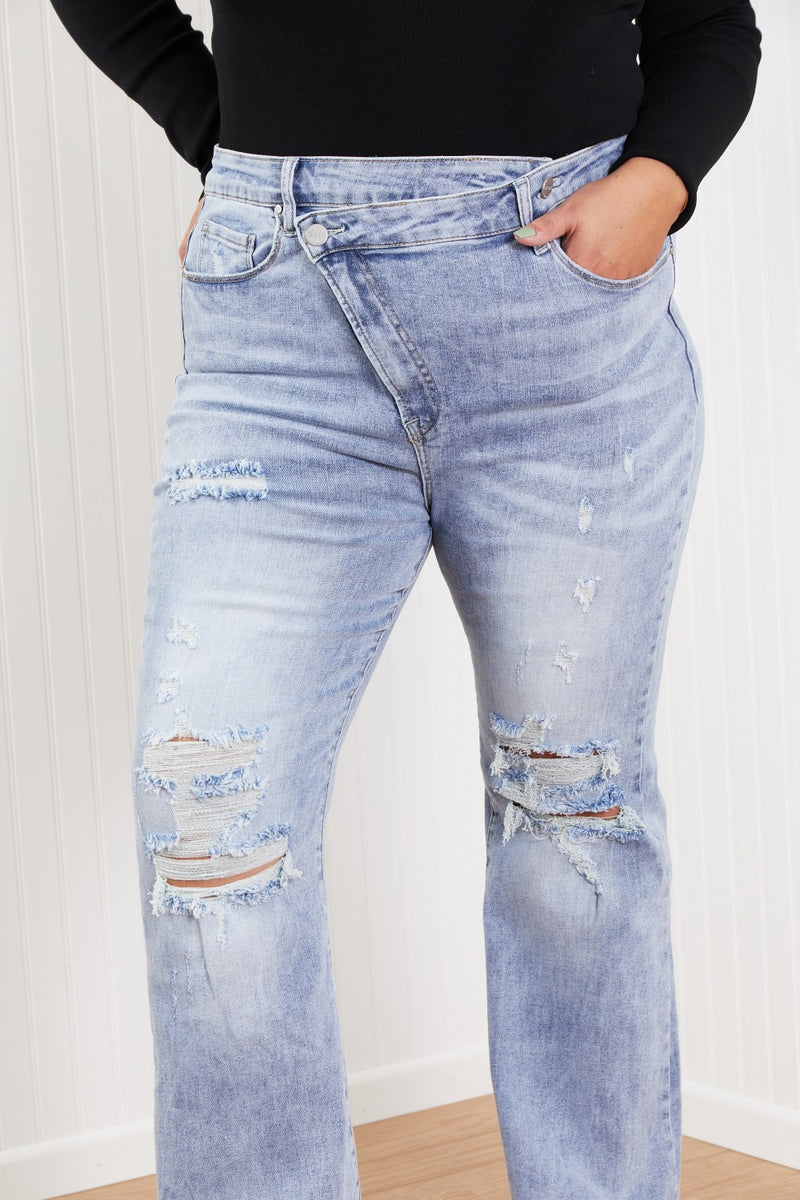 RISEN Valerie Full Size Crossover Flared Jeans