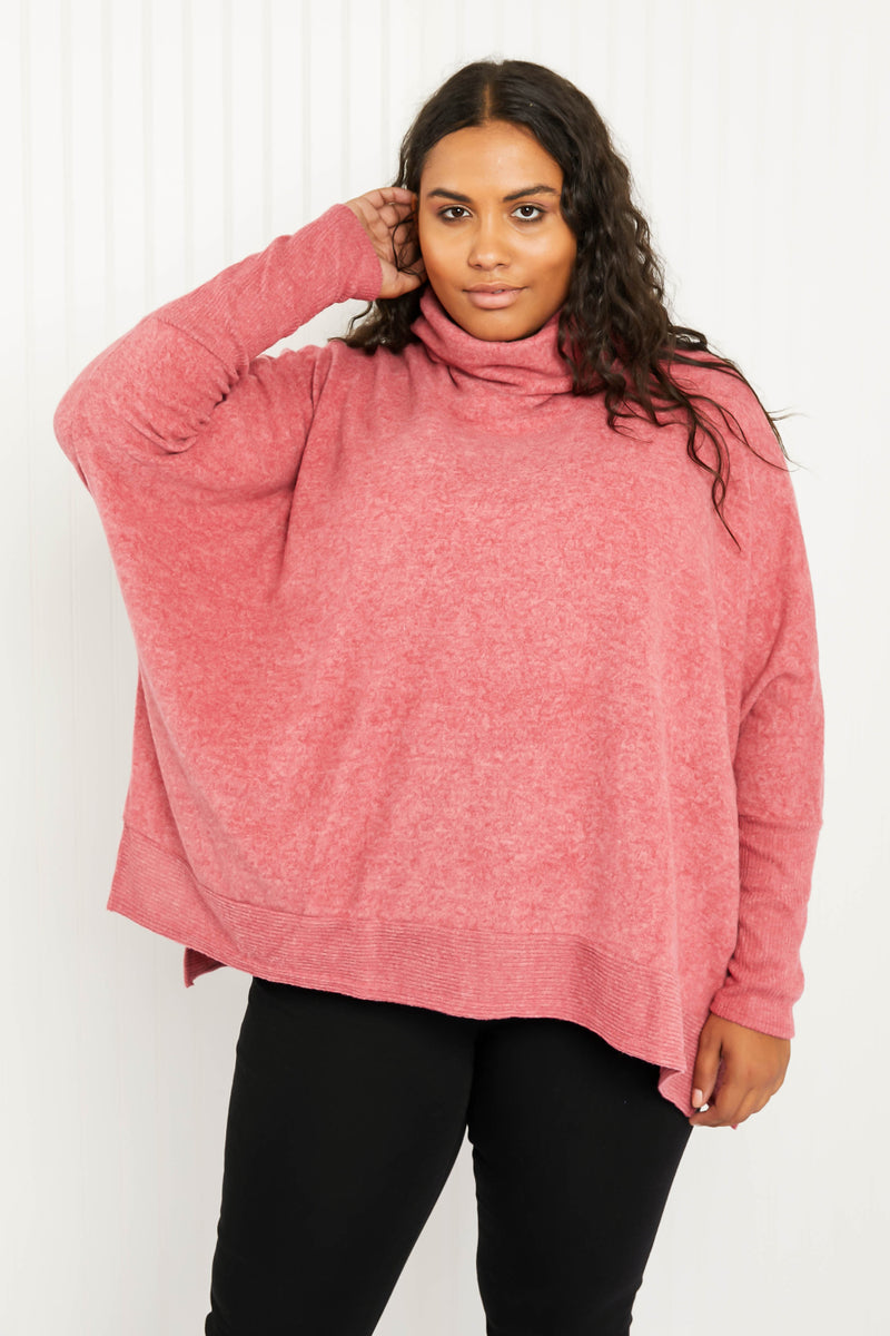 Love and Cuddles Full Size Cowl Neck Poncho Sweater