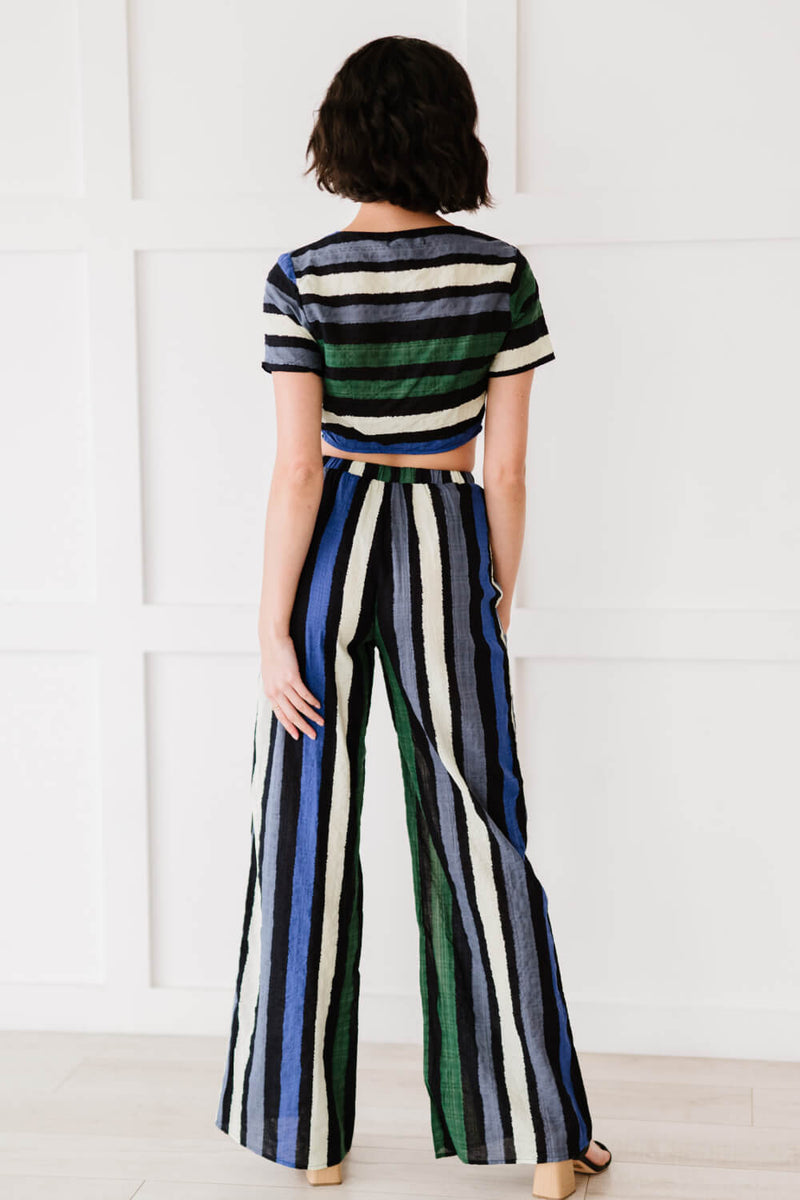 Dress Day So Divine Striped Crop Top and Pants Set