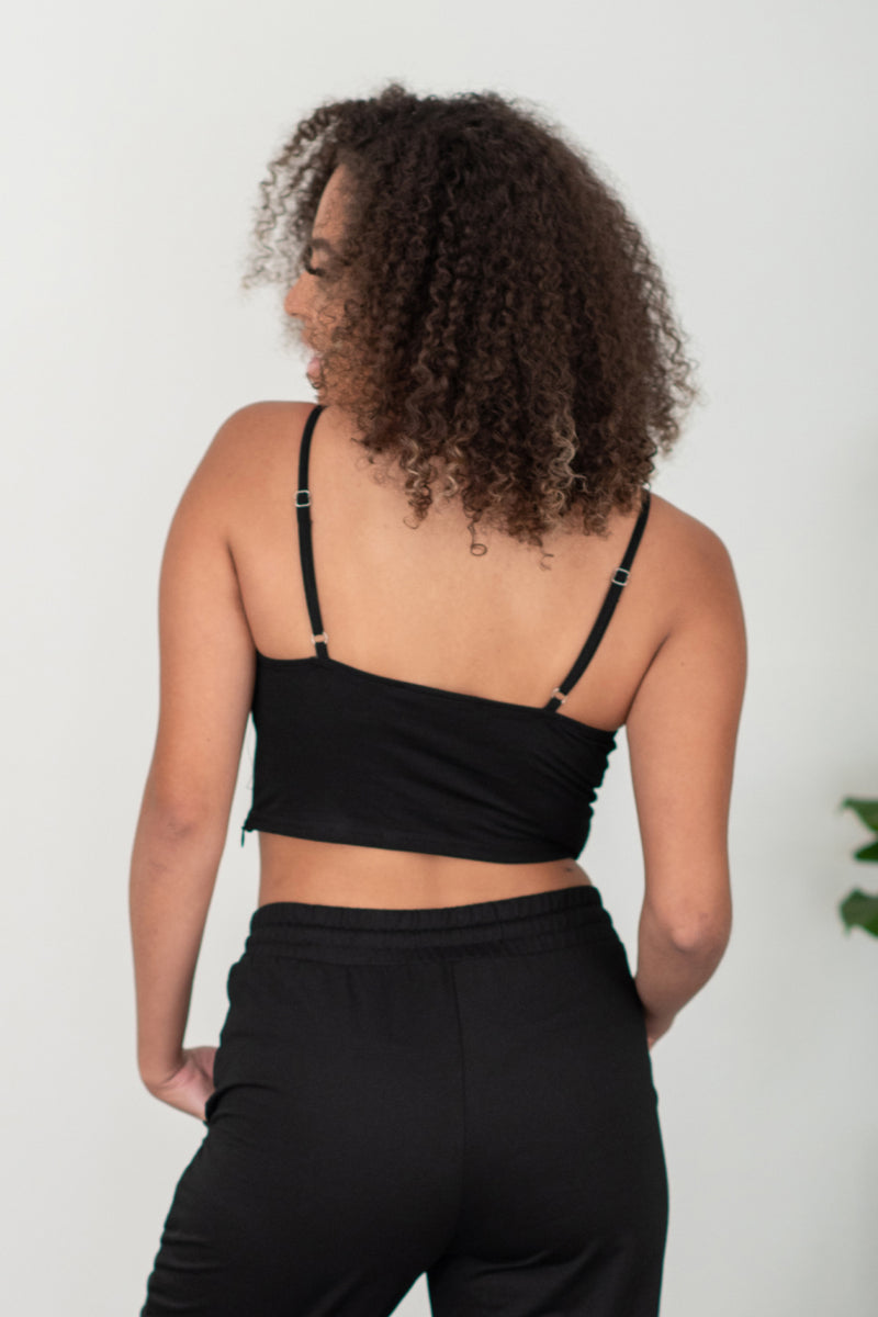 SHOPIRISBASIC Let's Do This Bustier and Joggers Lounge Set in Black