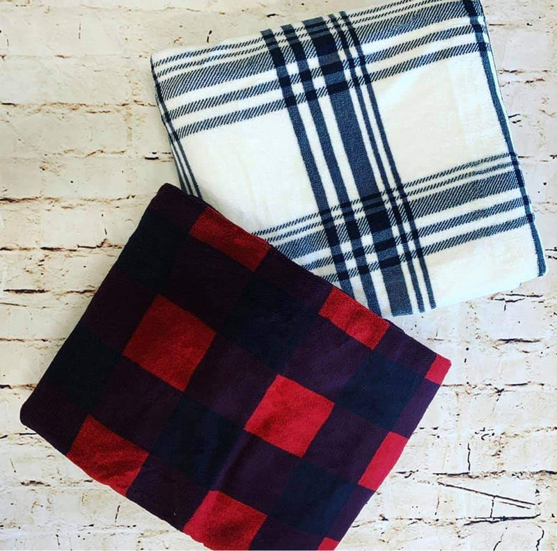 Spirit of the Holidays Buffalo Fleece Blankets - White and Red Buffalo Available!