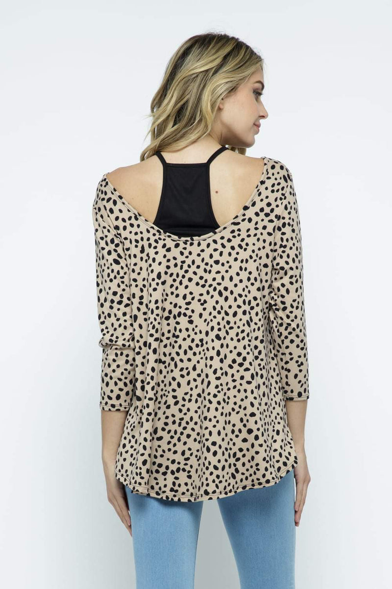 919 - Camel Spotted Dalmation Twofer Top - Small to 3x