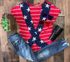 1278 - Stars and Stripes Cross Back Patriotic Top
