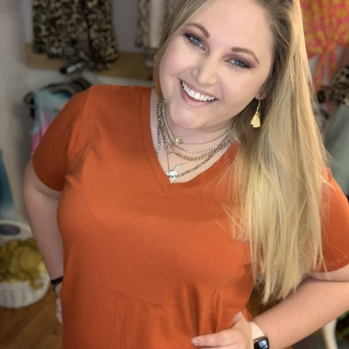 Copper V-Neck Basic Top - Small to XL-TCB