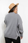 Zenana Comfort Awaits Full Size Slouchy Side Slit Sweater