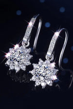 2 Carat Moissanite Floral Platinum-Plated Drop Earrings
