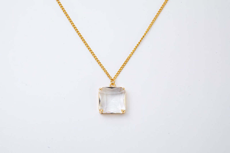 Melania Clara Square Crystal Pendant Necklace
