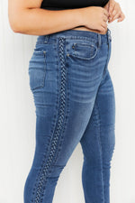 Judy Blue Stevie Full Size Mid-Rise Braided Detail Relaxed Jeans