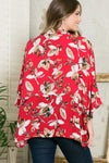Justin Taylor Floral Open Front Three-Quarter Sleeve Cardigan