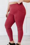 Zenana Step Aside Full Size Athletic Leggings with Pockets in Rose