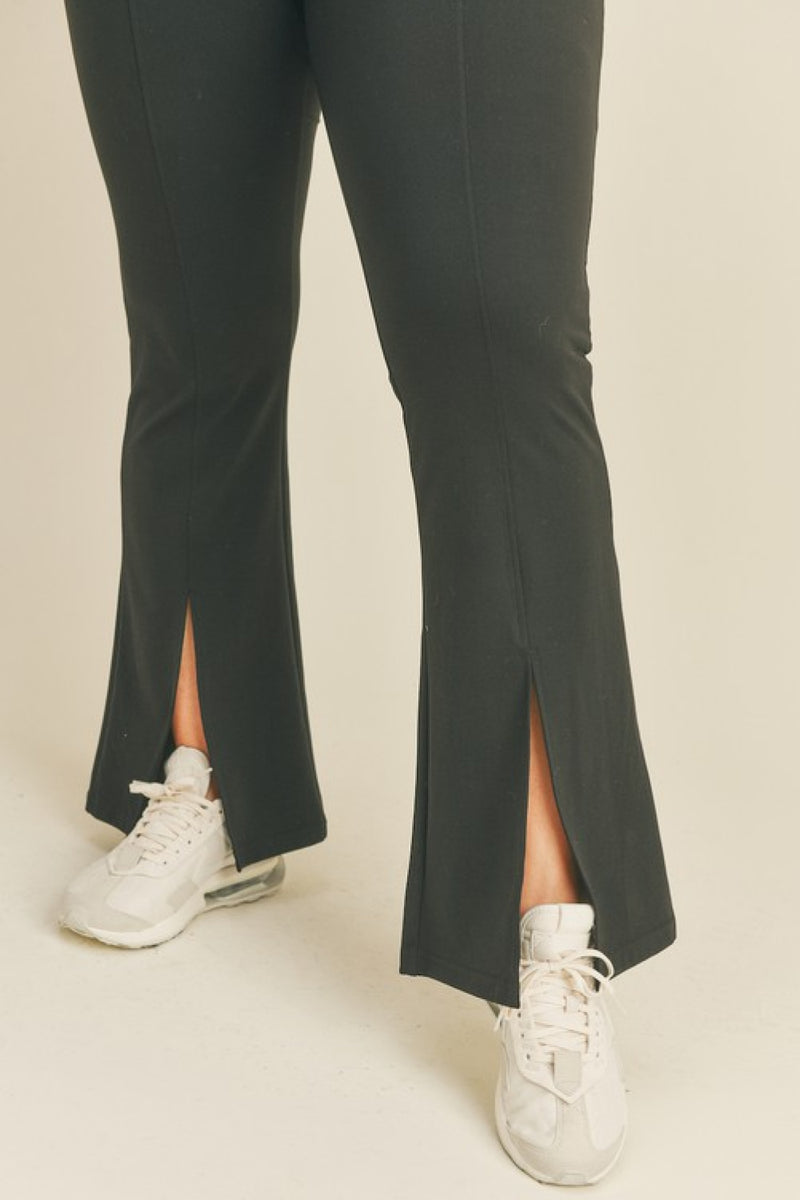 Kimberly C Full Size Slit Flare Leg Pants in Black