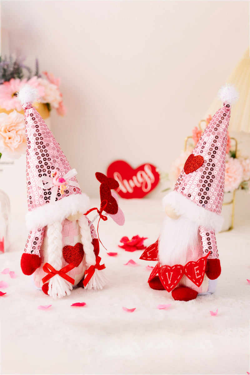 Valentine's Day Sequined Heart Pointed Hat Faceless Gnome