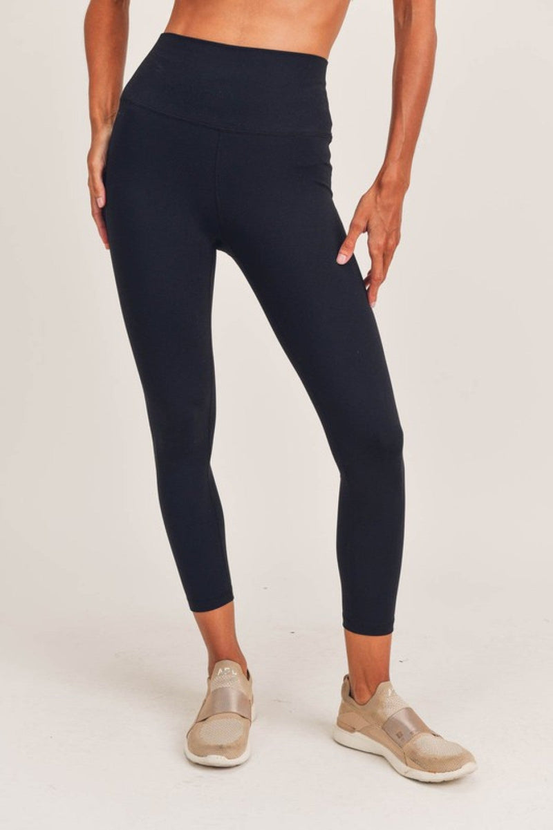 Mono B Tapered Band Solid Leggings with Back Pockets