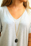 Gold black quartz necklace
