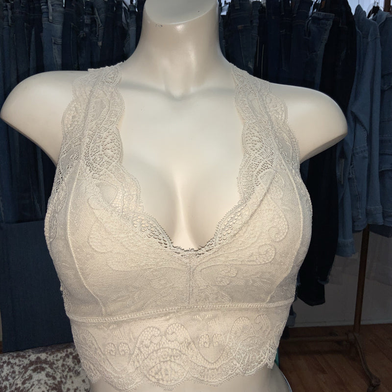 708 - Taupe Lace Bralette-TCB