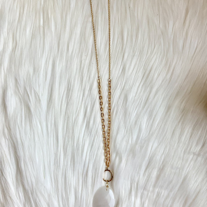 Gold White quartz necklace-TCB