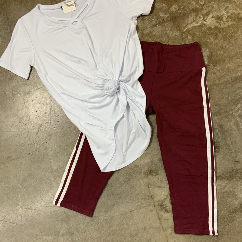 Final Sale - Maroon and White Athletic Pants-TCB