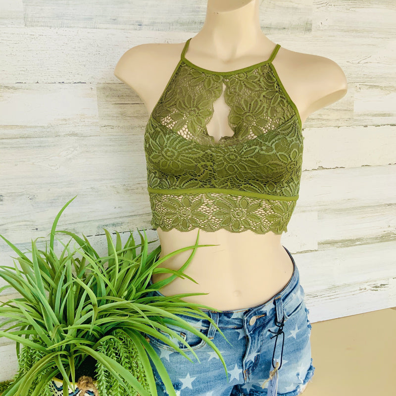 152 - High Neck Keyhole Lace Bralette - Small to XL-TCB