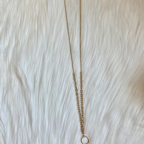 Gold green quartz necklace-TCB