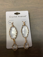 Crystal Teardrop Earrings Clear & Brown